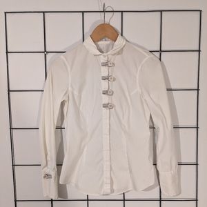 White Crystal Placket Shirt